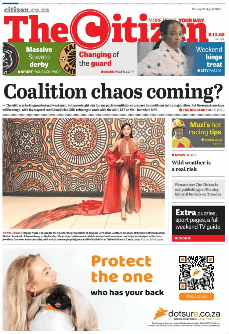 Portada de The Citizen (Sud&aacute;frica)