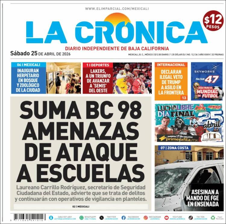 Portada de La Crónica de Baja California (Mexico)