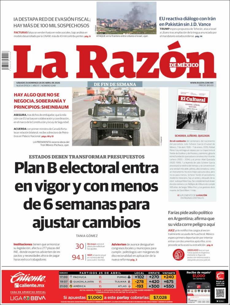 Portada de La Razón (Mexique)