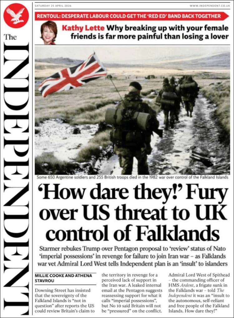 Portada de The Independent (Royaume-Uni)