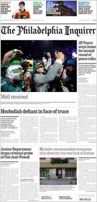 Portada de Philadelphia Inquirer (USA)