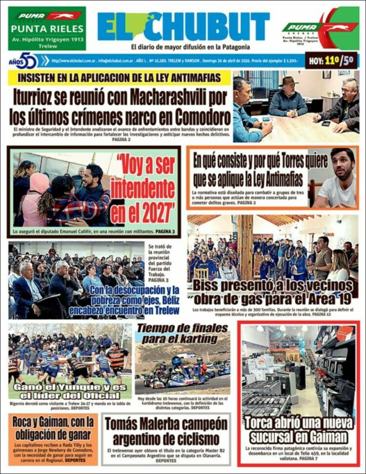 Portada de El Chubut (Argentina)