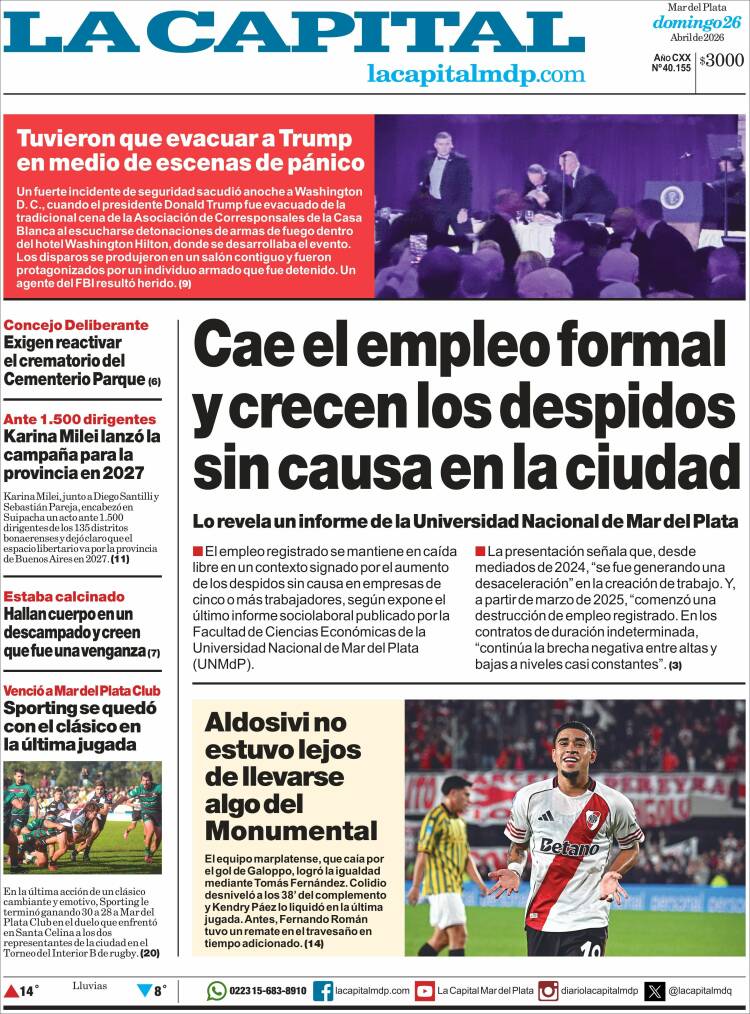 Portada de Diario La Capital - Mar del Plata (Argentina)