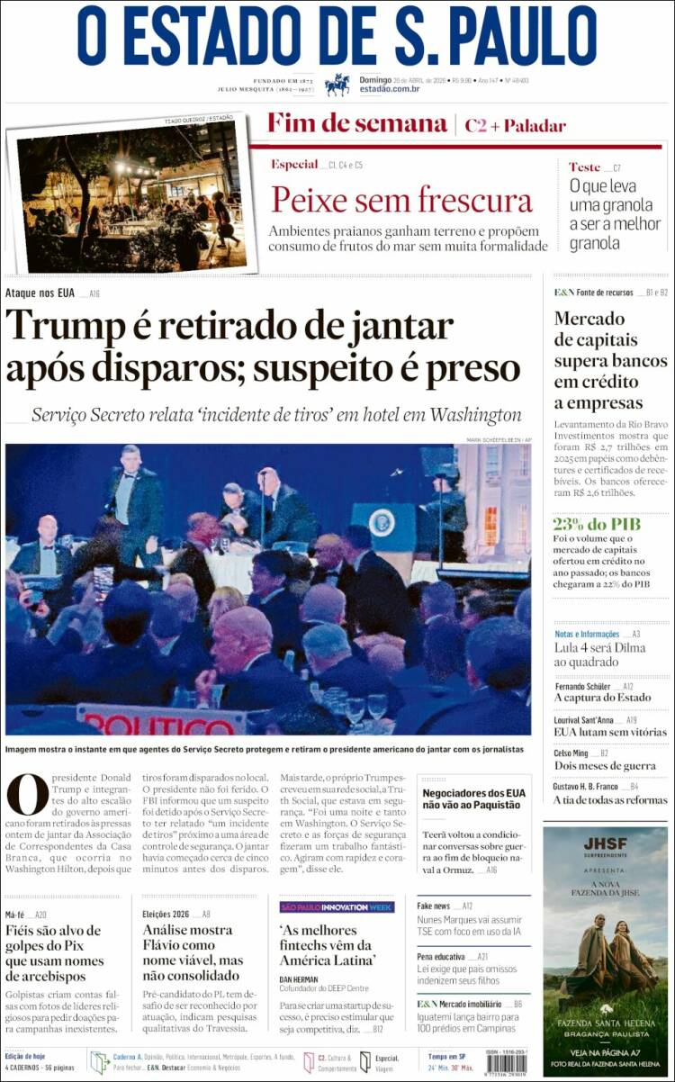 Portada de O Estado de São Paulo (Brasil)