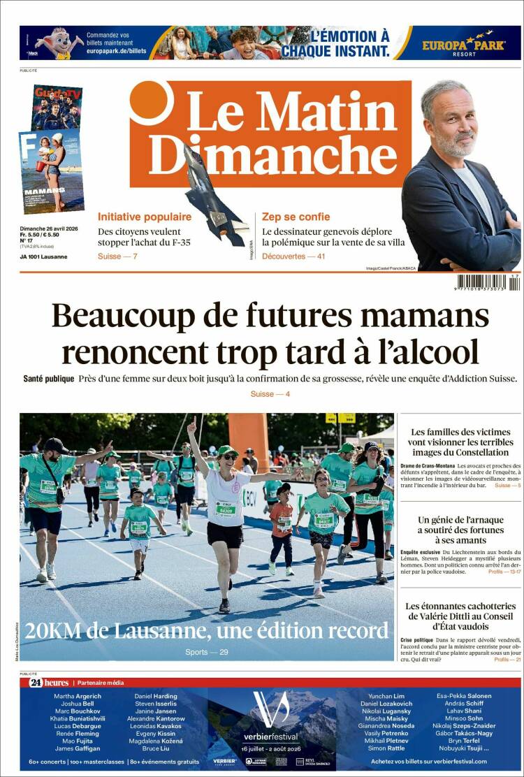 Portada de Le Matin (Suiza)