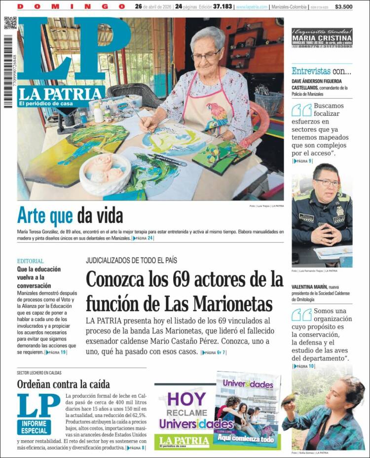 Portada de La Patria (Colombia)