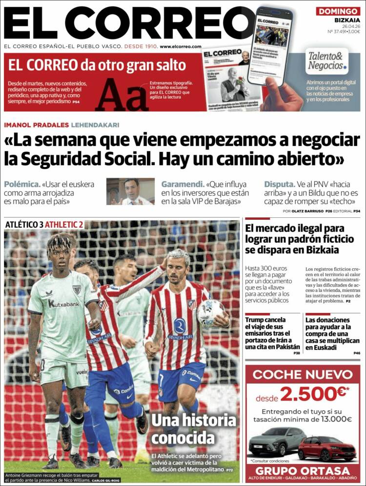 Portada de El Correo (Espa&ntilde;a)