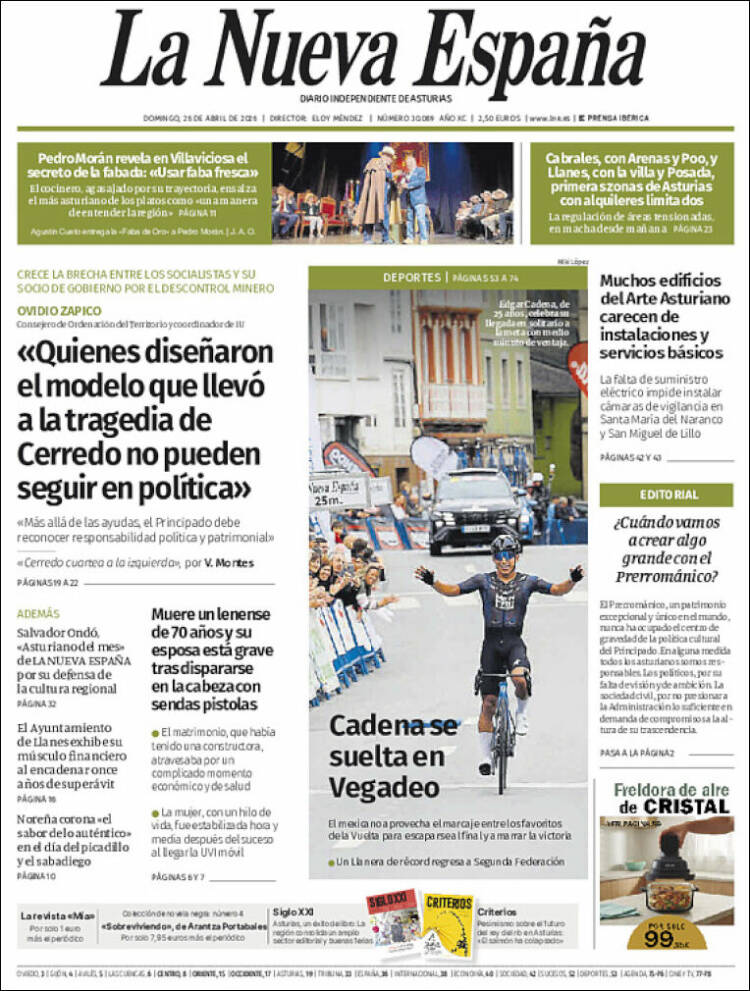 Portada de La Nueva España (Espa&ntilde;a)