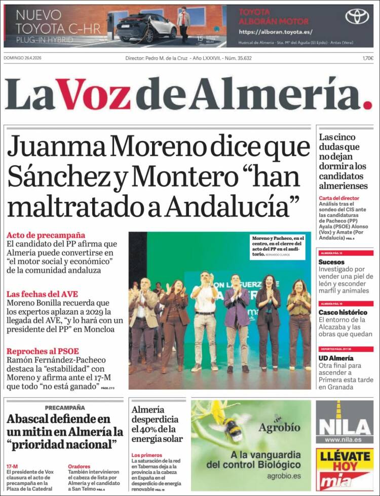 Portada de La Voz de Almería (Spain)