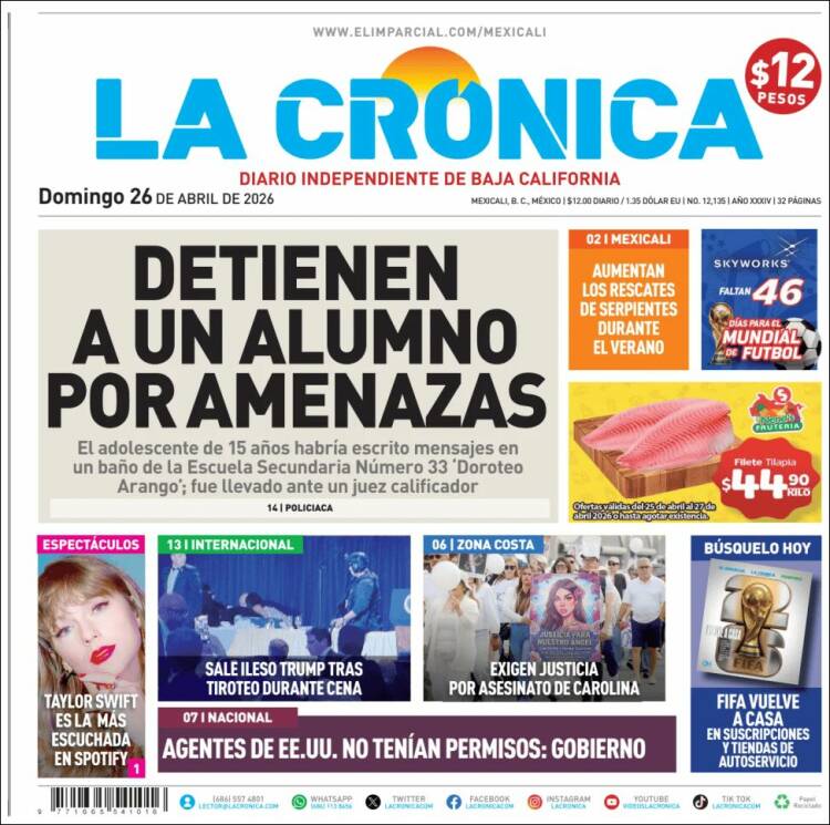 Portada de La Crónica de Baja California (M&eacute;xico)