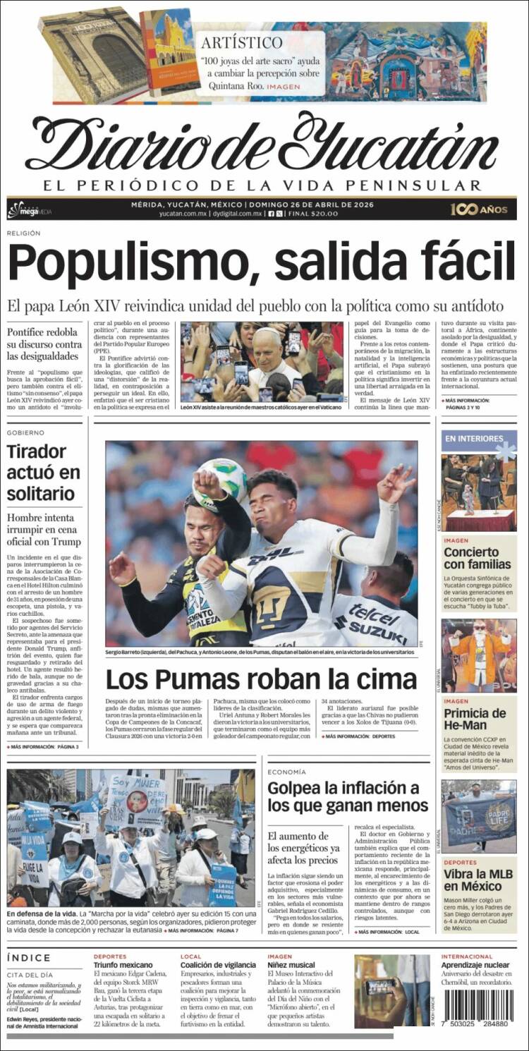 Portada de Diario de Yucatán (M&eacute;xico)