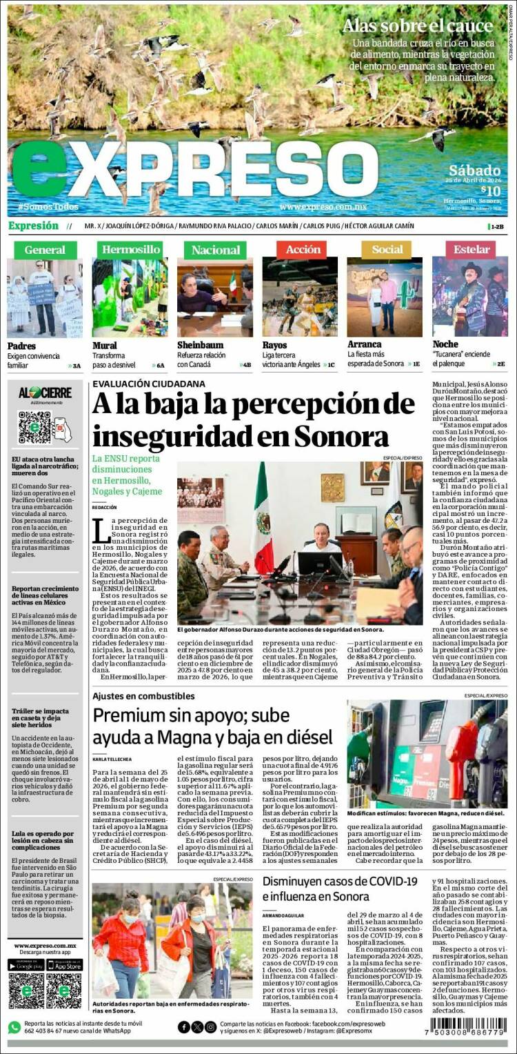 Portada de Expreso (M&eacute;xico)