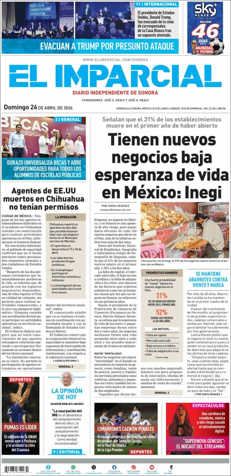 Portada de El Imparcial (M&eacute;xico)