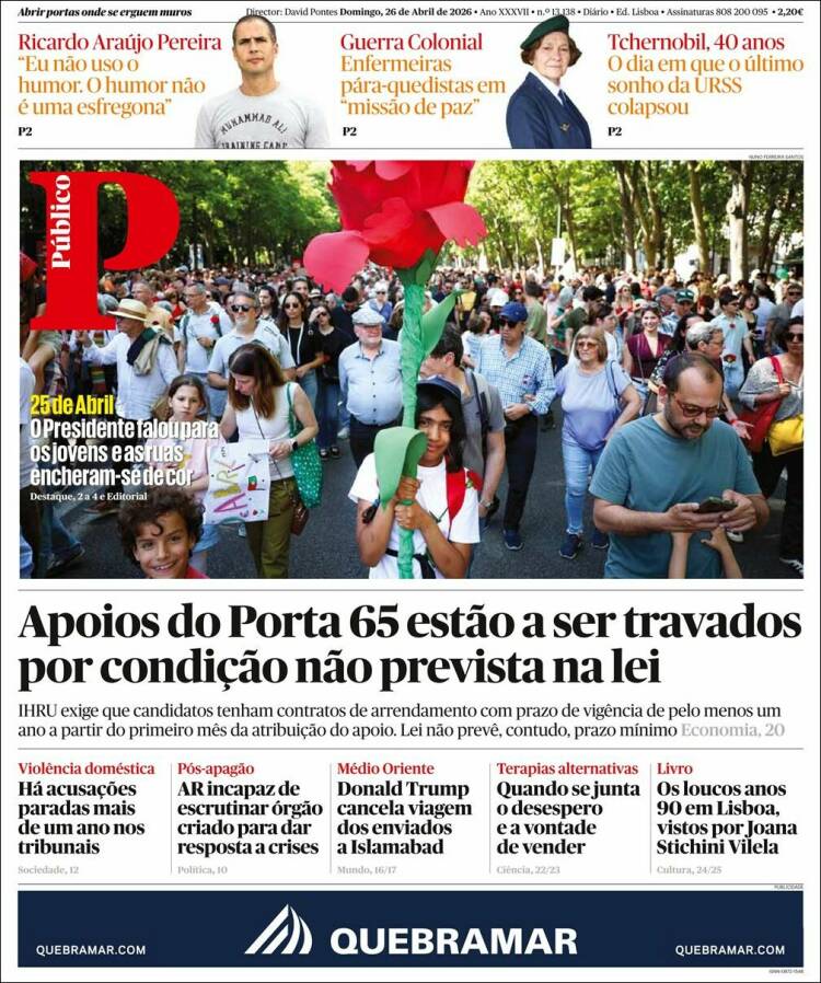 Portada de Público (Portugal)