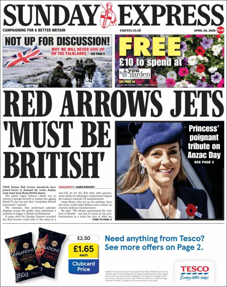 Portada de Daily Express (Reino Unido)