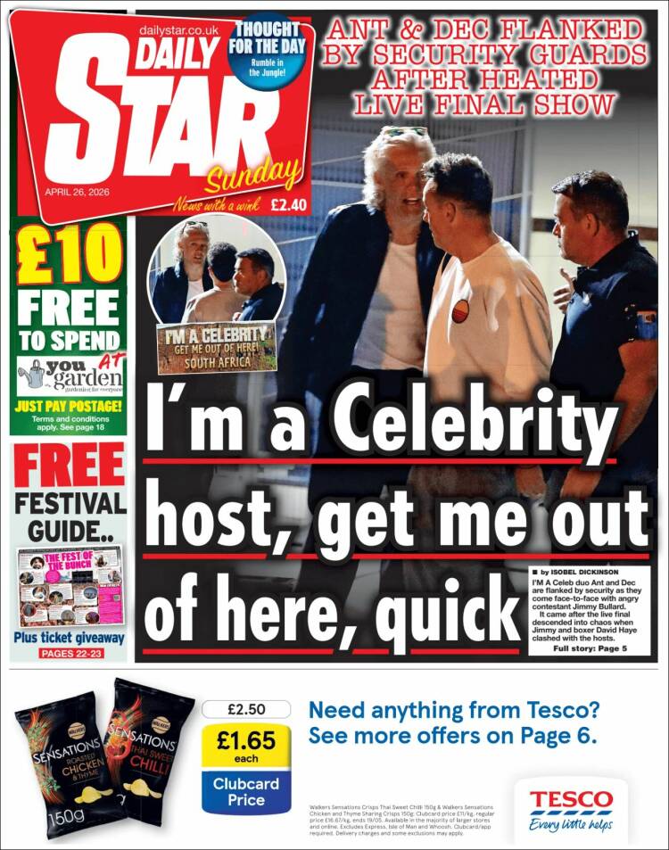Portada de Daily Star (Reino Unido)