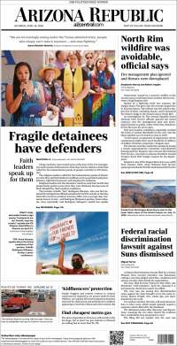 Portada de Arizona Republic News (USA)