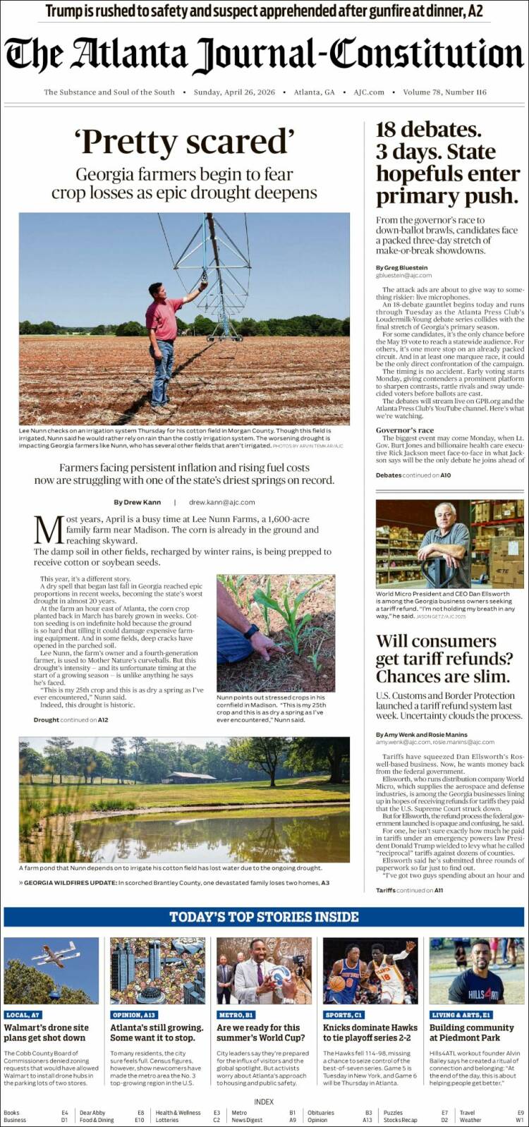 Portada de The Atlanta Journal-Constitution (USA)