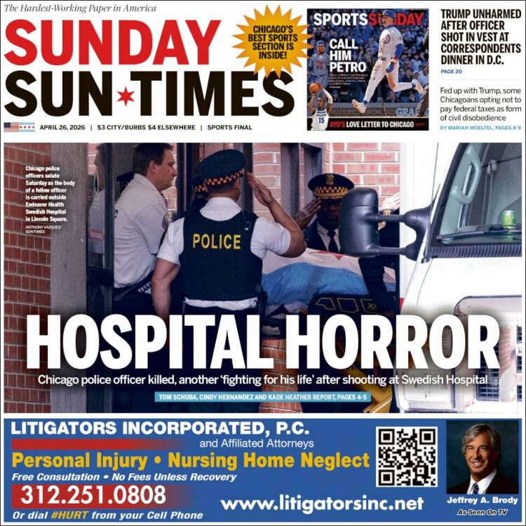 Portada de Chicago Sun-Times (USA)