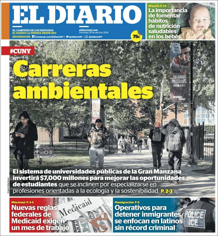 Portada de El Diario NY (USA)