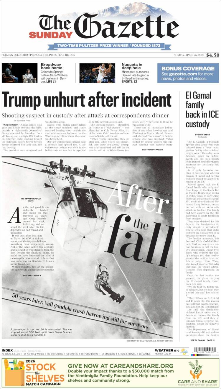 Portada de The Gazette (USA)