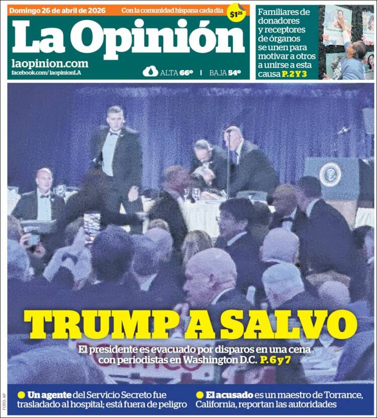 Portada de La Opinión (USA)