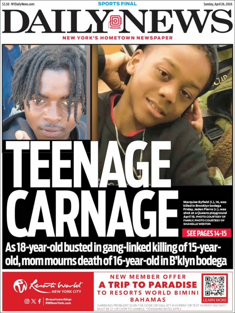 Portada de Daily News - New York (USA)