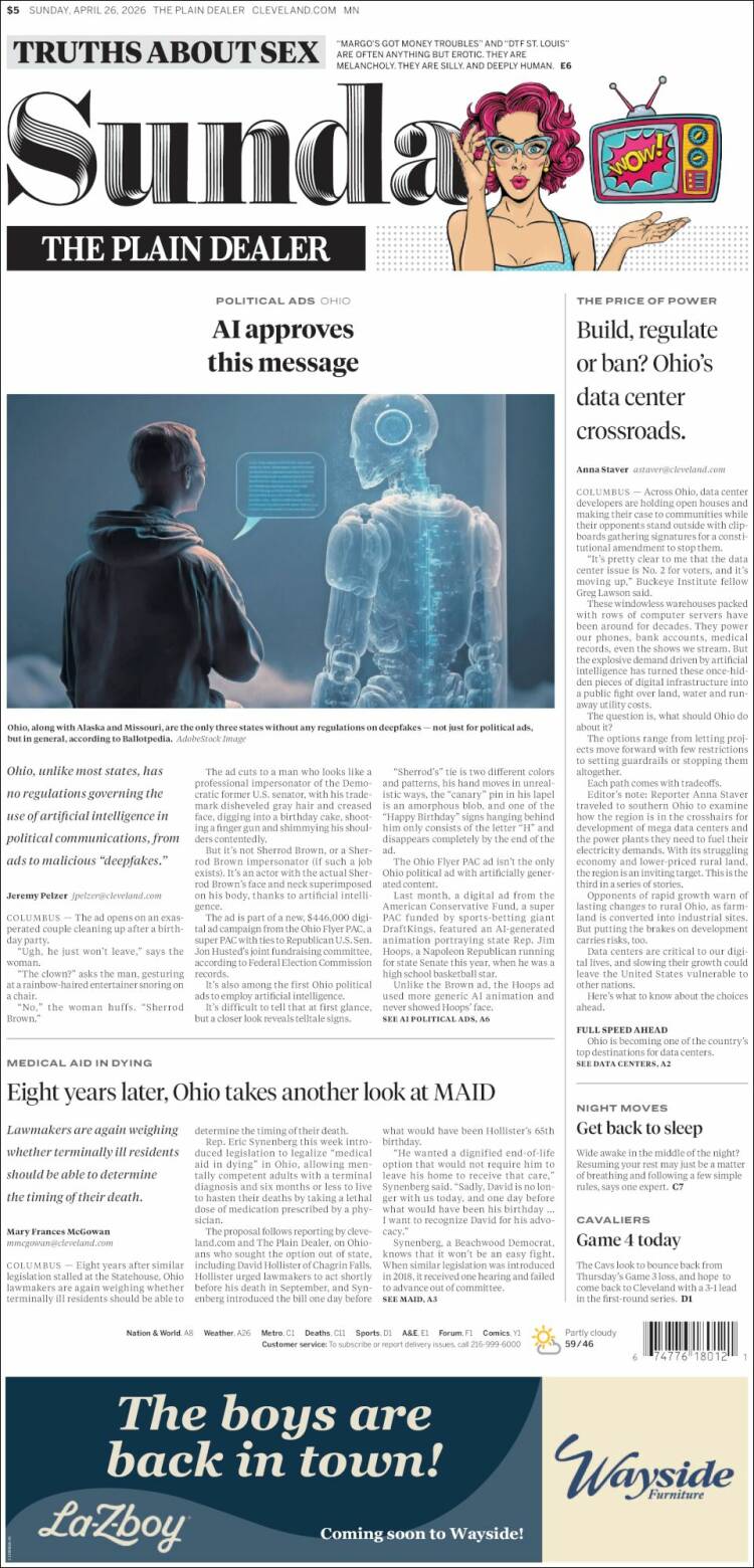 Portada de The Plain Dealer (USA)