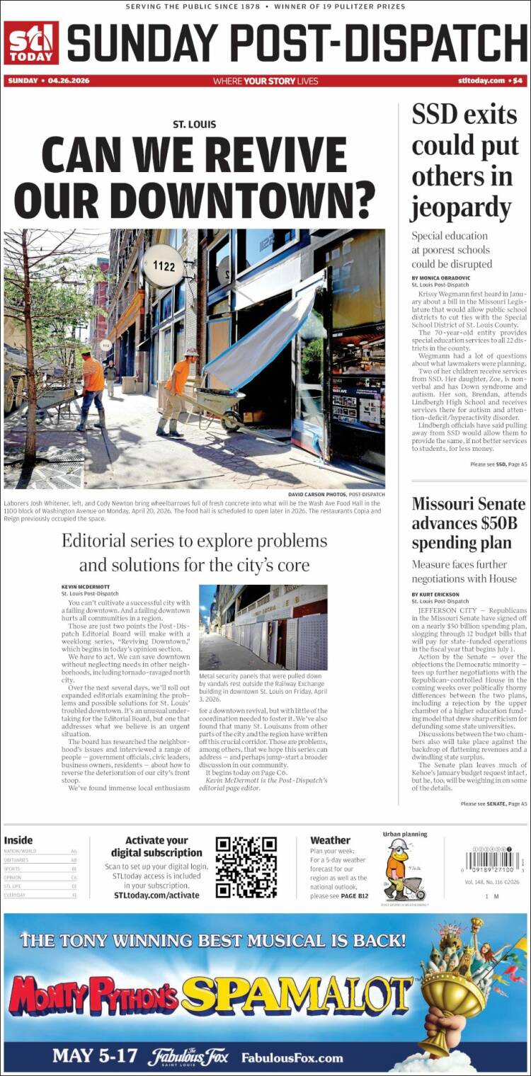Portada de St. Louis Post-Dispatch (USA)
