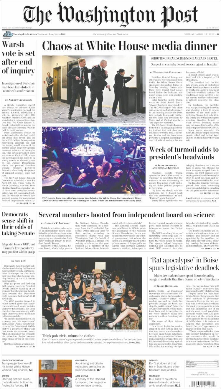 Portada de The Washington Post (USA)