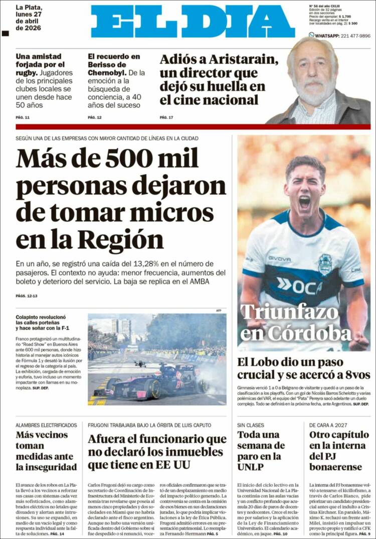 Portada de El Día de la Plata (Argentina)