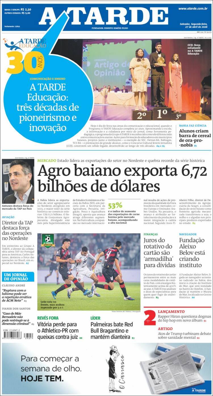 Portada de Diário A Tarde (Brasil)