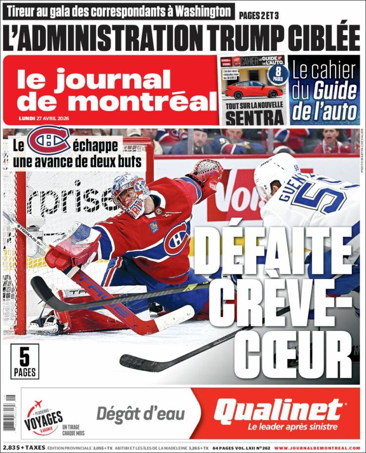 Portada de Le Journal de Montréal (Canad&aacute;)