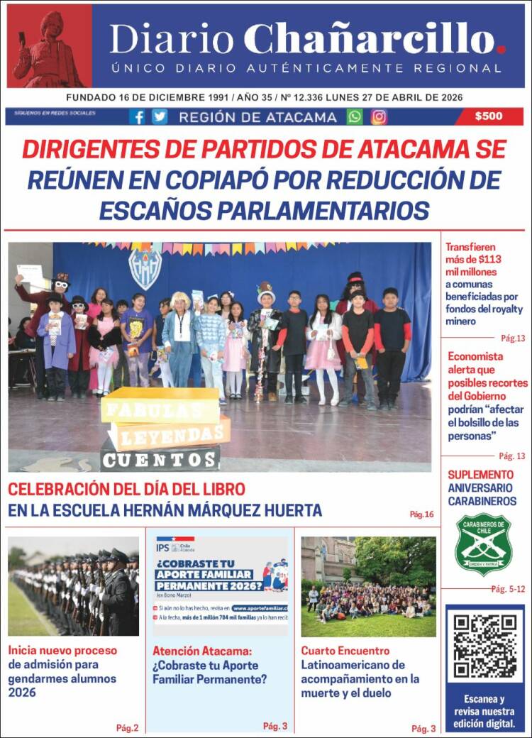 Portada de Diario Chañarcillo (Chile)