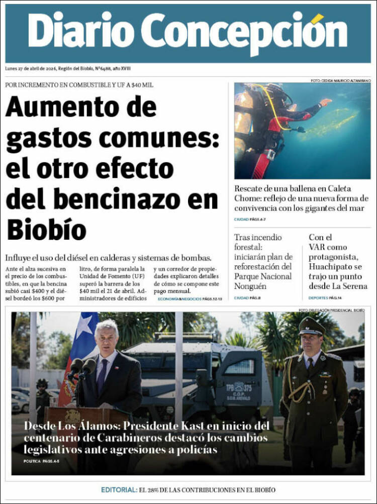 Portada de Diario de Concepción (Chile)