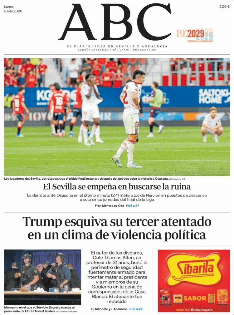 Portada de ABC - Sevilla (Espa&ntilde;a)