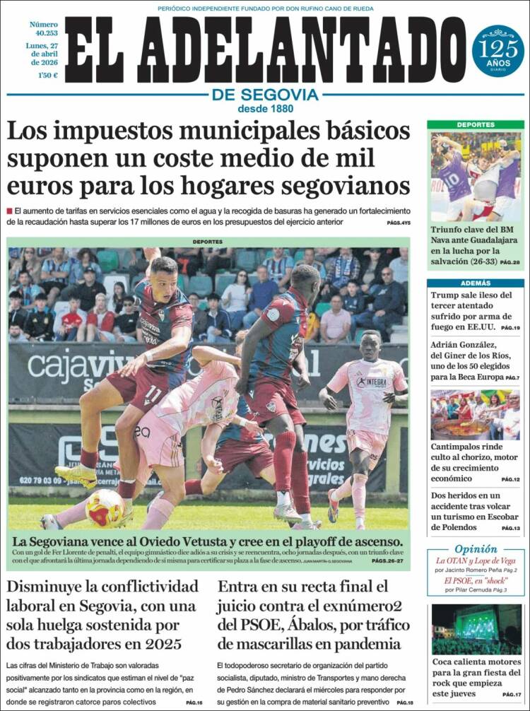 Portada de El Adelantado de Segovia (Espa&ntilde;a)