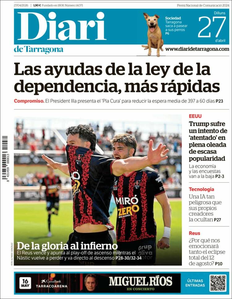 Portada de Diari de Tarragona (Espa&ntilde;a)