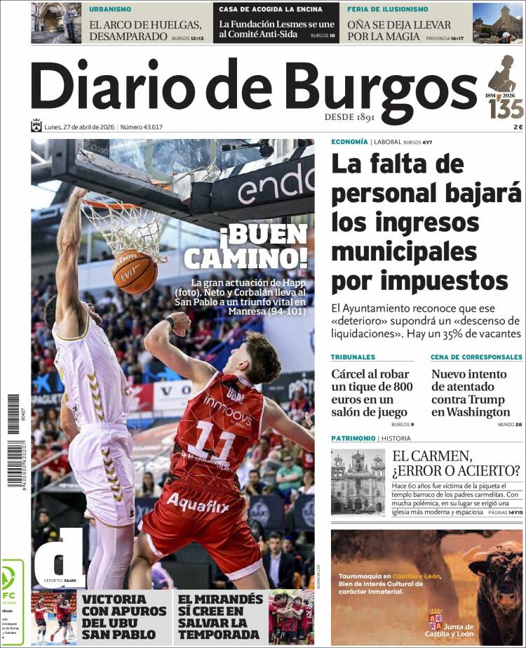 Portada de Diario de Burgos (Espa&ntilde;a)