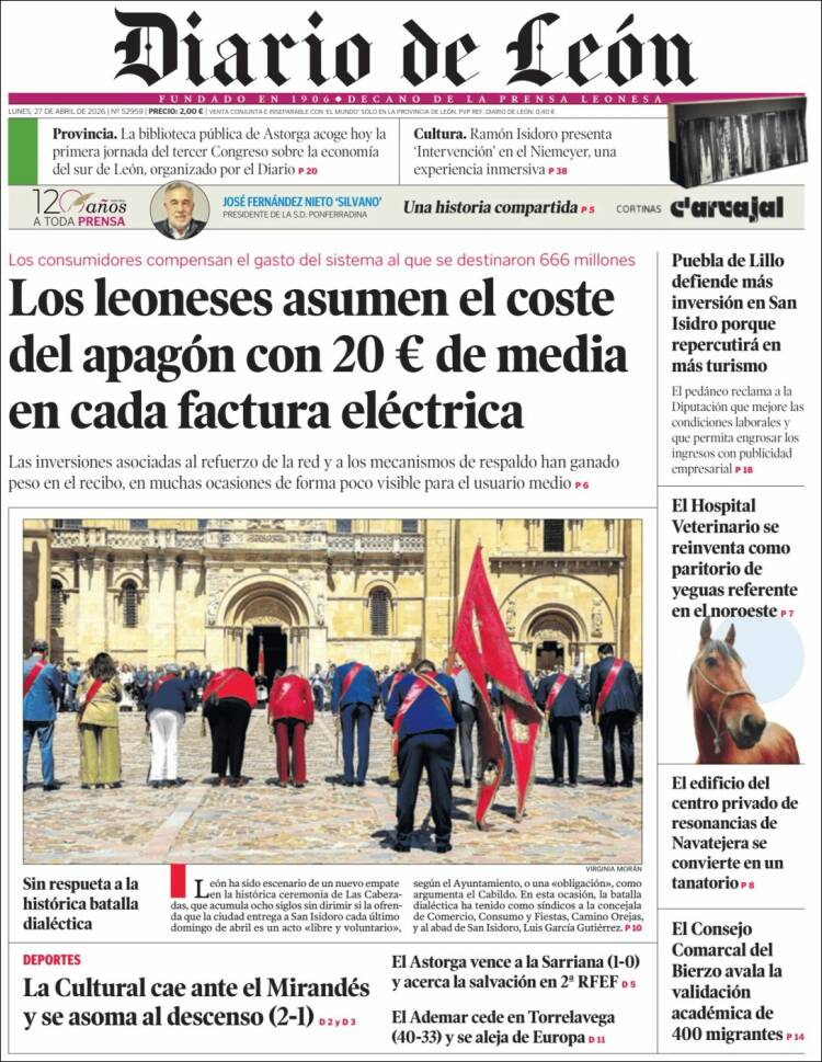 Portada de Diario de León (Espa&ntilde;a)
