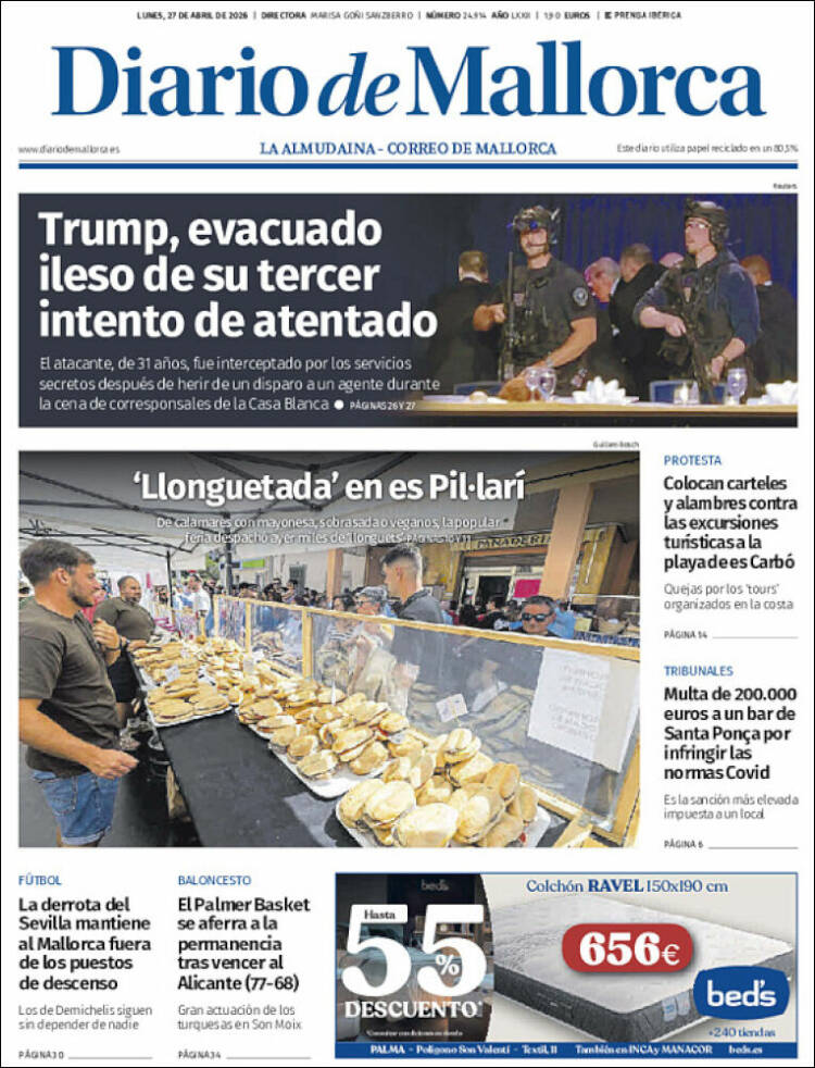 Portada de Diario de Mallorca (Espa&ntilde;a)