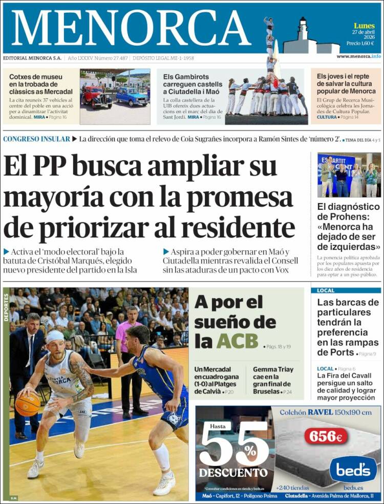 Portada de Menorca - Diario Insular (Espa&ntilde;a)