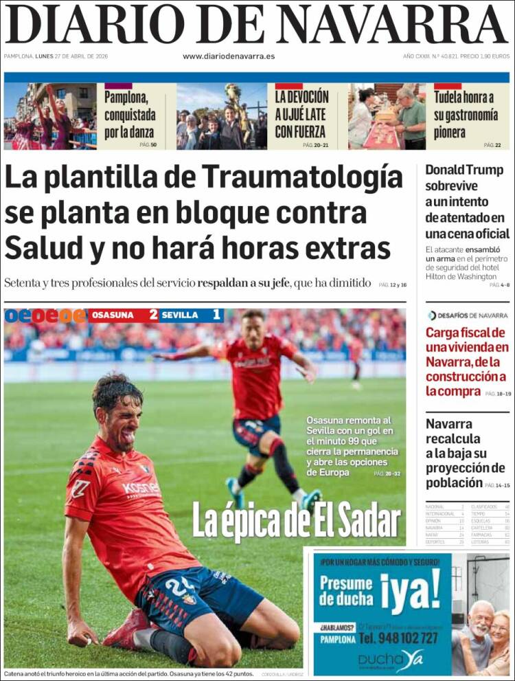 Portada de Diario de Navarra (Espa&ntilde;a)
