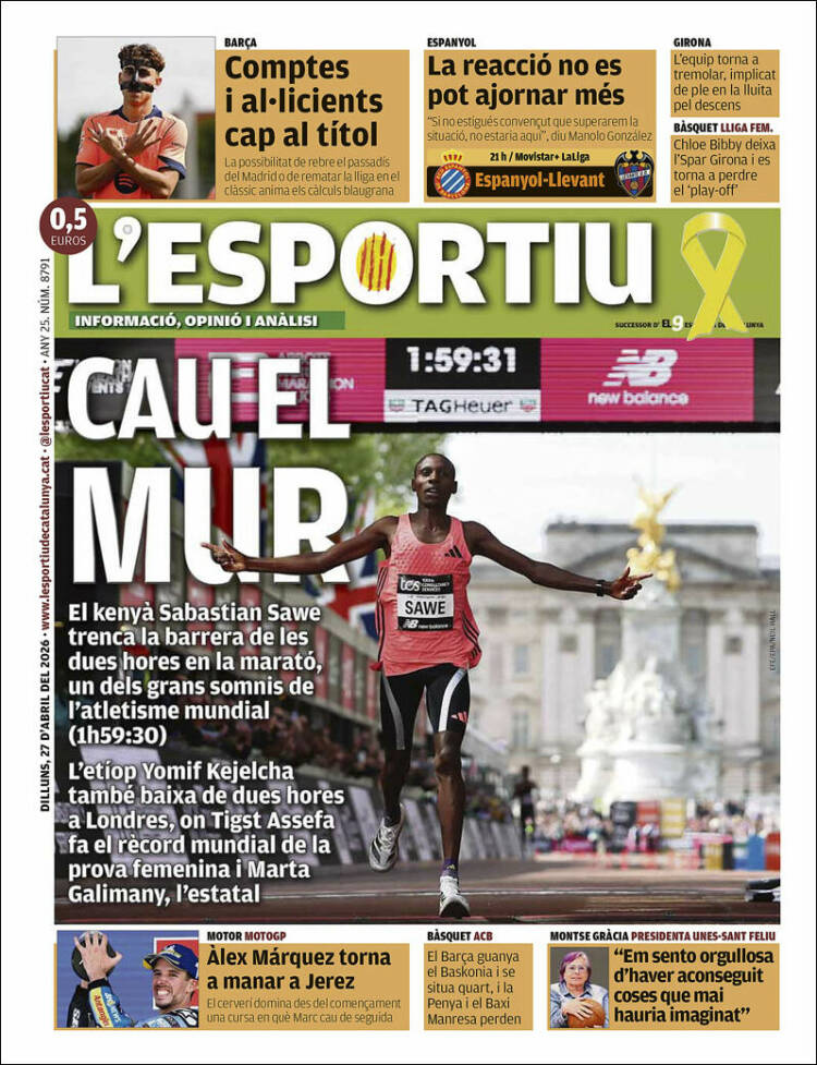 Portada de L'Esportiu (Espa&ntilde;a)