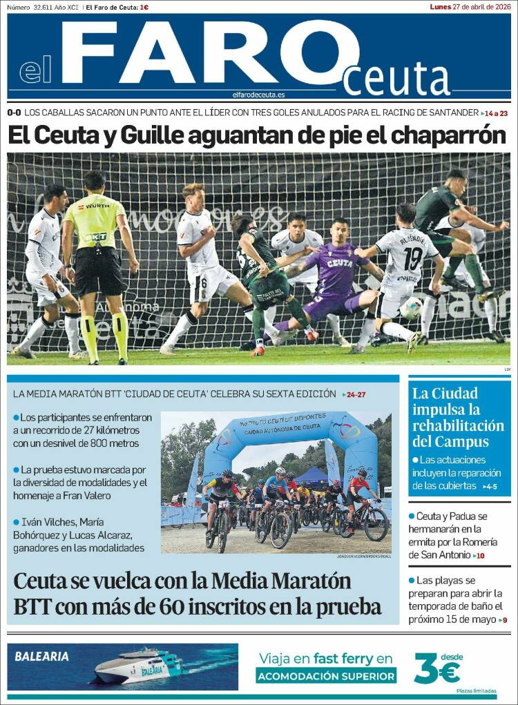 Portada de El Faro de Ceuta (Espa&ntilde;a)