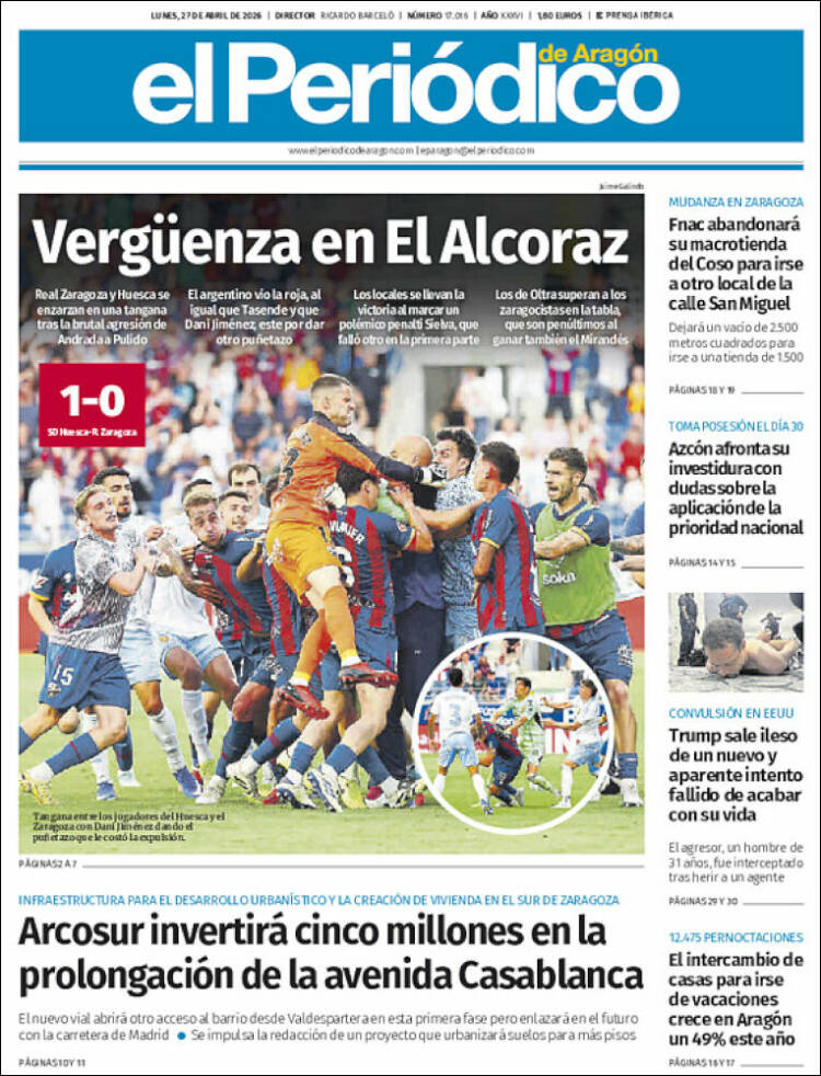 Portada de El Periódico de Aragón (Espa&ntilde;a)