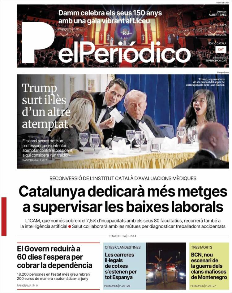 Portada de El Periódico de Catalunya (Espa&ntilde;a)