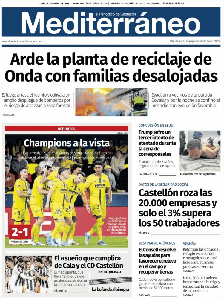 Portada de El Periódico Mediterraneo (Espa&ntilde;a)