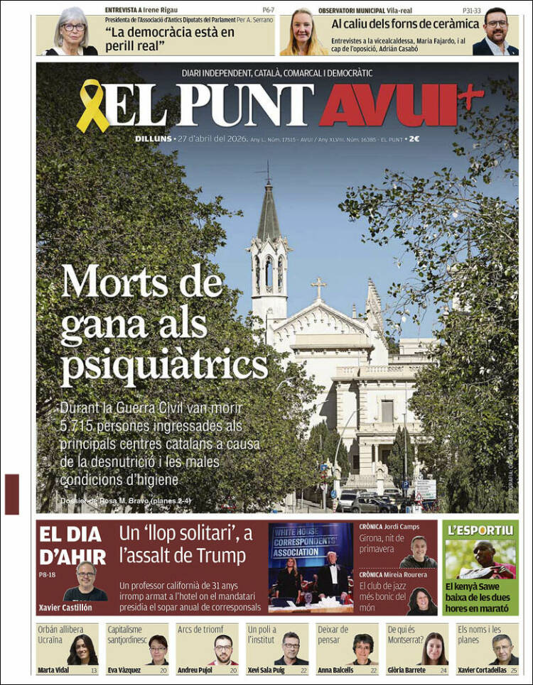 Portada de El Punt Avui (Espa&ntilde;a)