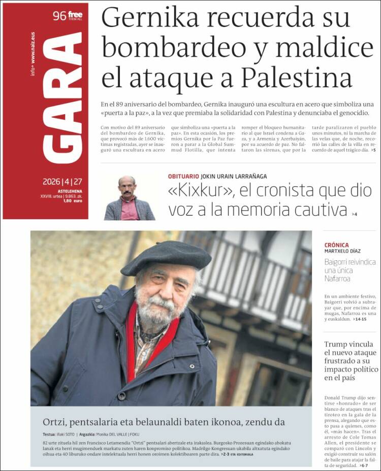 Portada de Gara (Espa&ntilde;a)